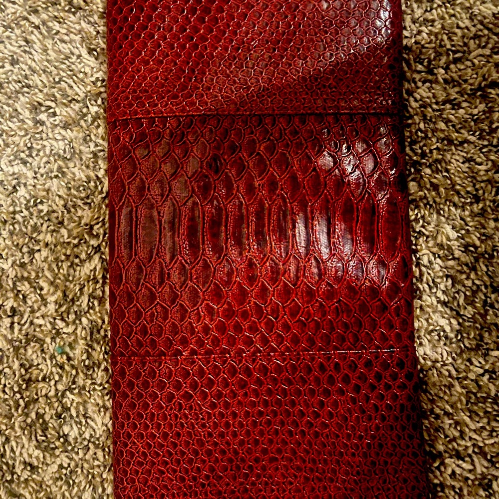 Burgundy reptile clutch